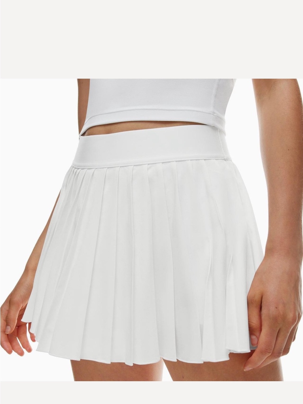 TNA White Pleated A-Line Mini Skirt